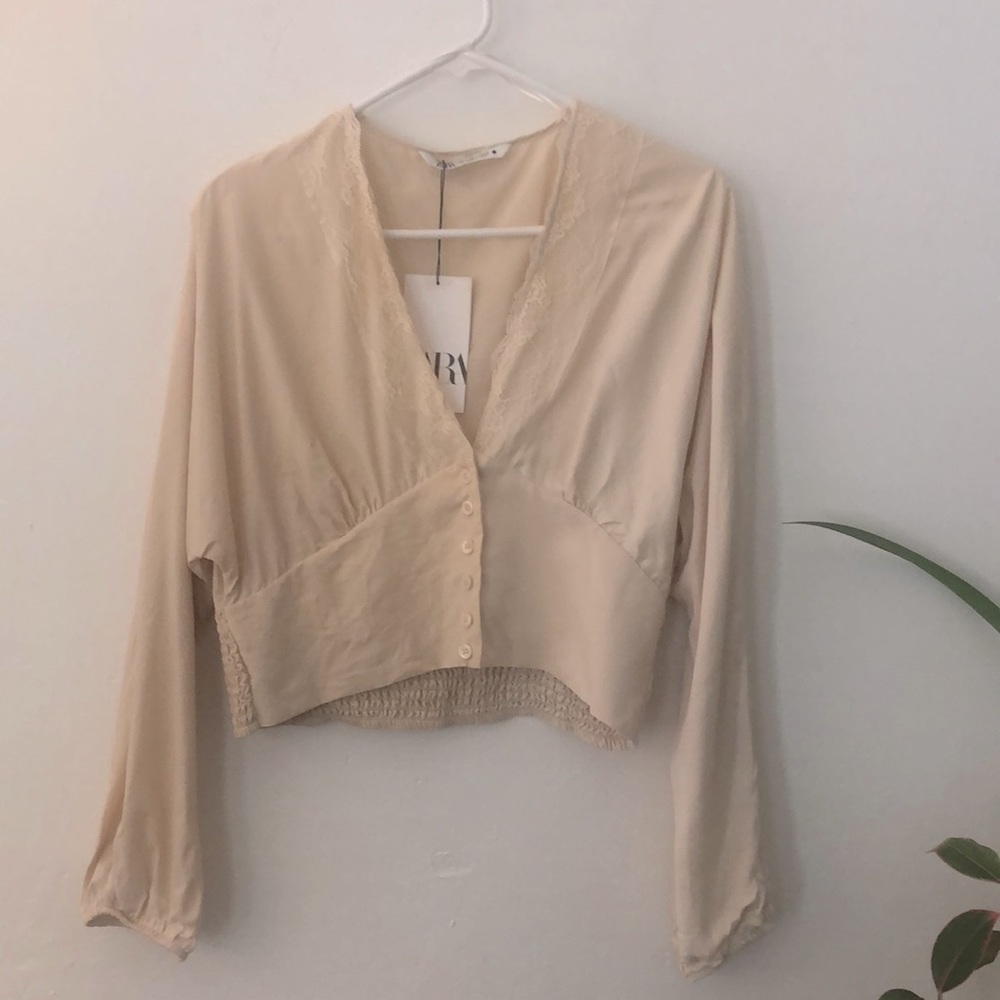 Never Worn Zara Cream Silk Blouse